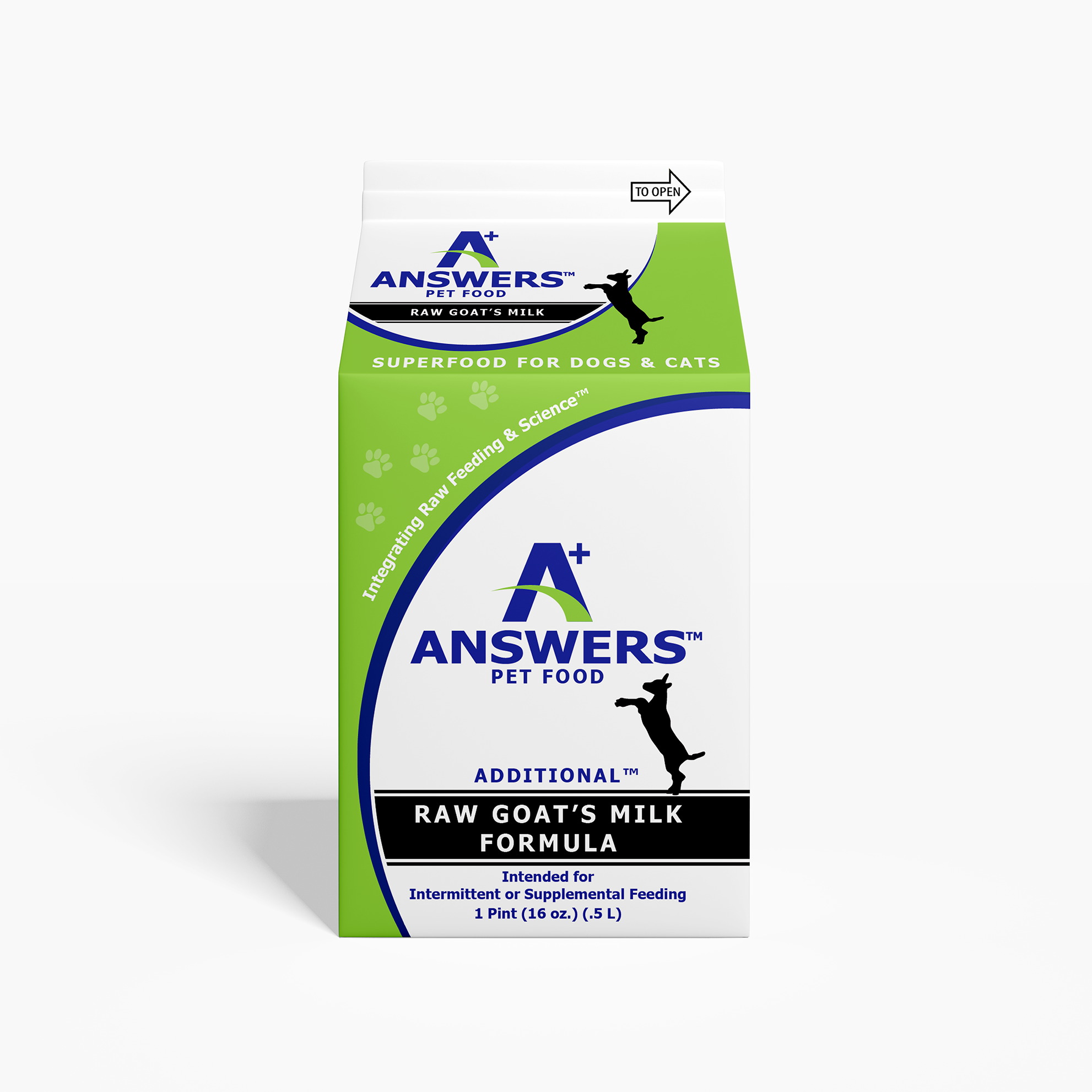 Answers Pet Food Power Pours Raw Goat Milk for Cats and Dogs