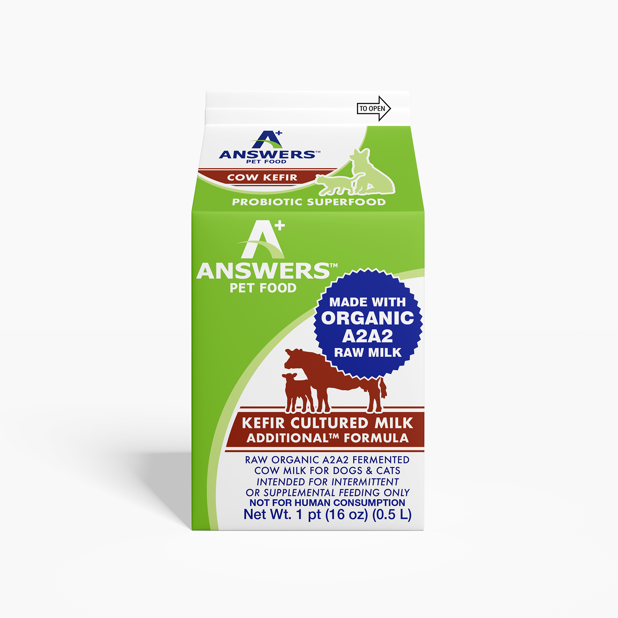 Answers Pet Food Power Pours Fermented Cow Kefir Raw Milk for Cats and Dogs