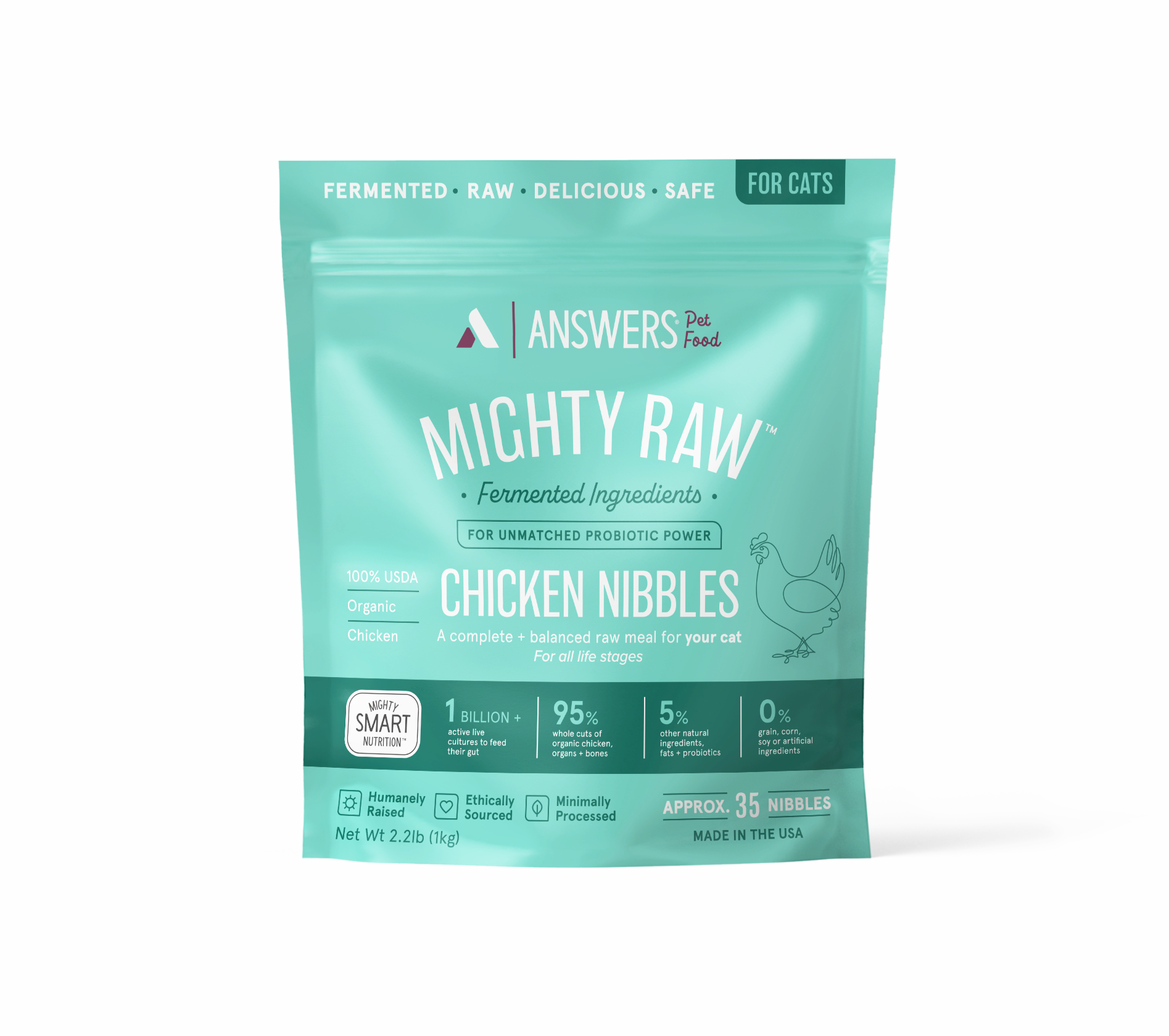 Mighty Raw Fermented Chicken Pet Food for Cats