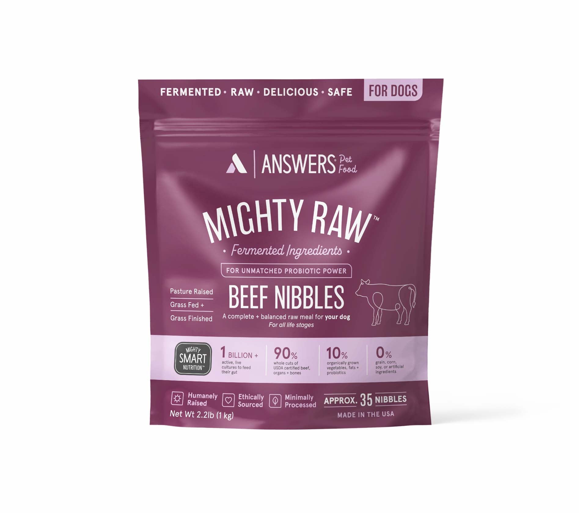 Answers Pet Food Mighty Raw Fermented Beef Patties for Dogs