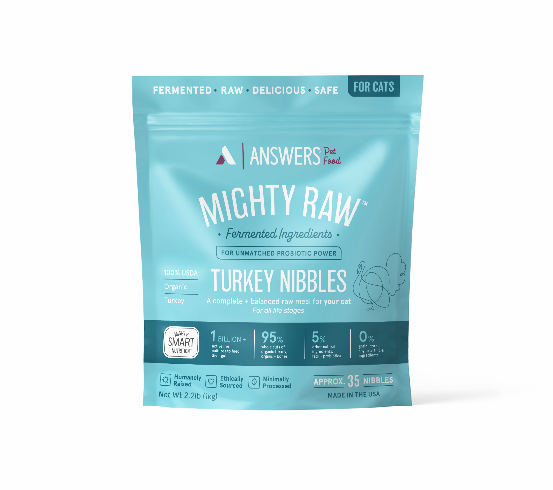 Mighty Raw Fermented Turkey Pet Food for Cats
