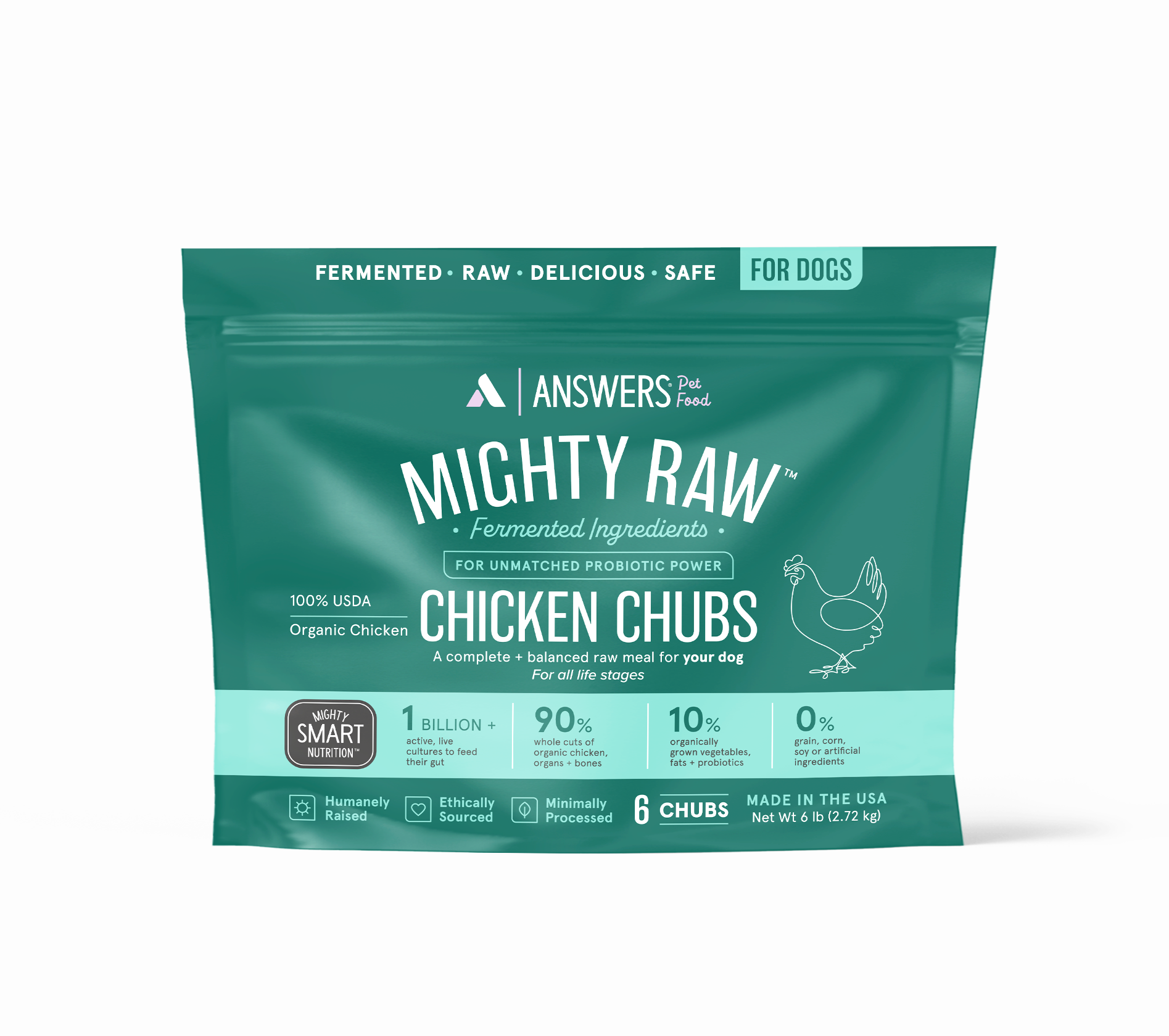 Answers Pet Food Mighty Raw Fermented Chicken Patties for Dogs