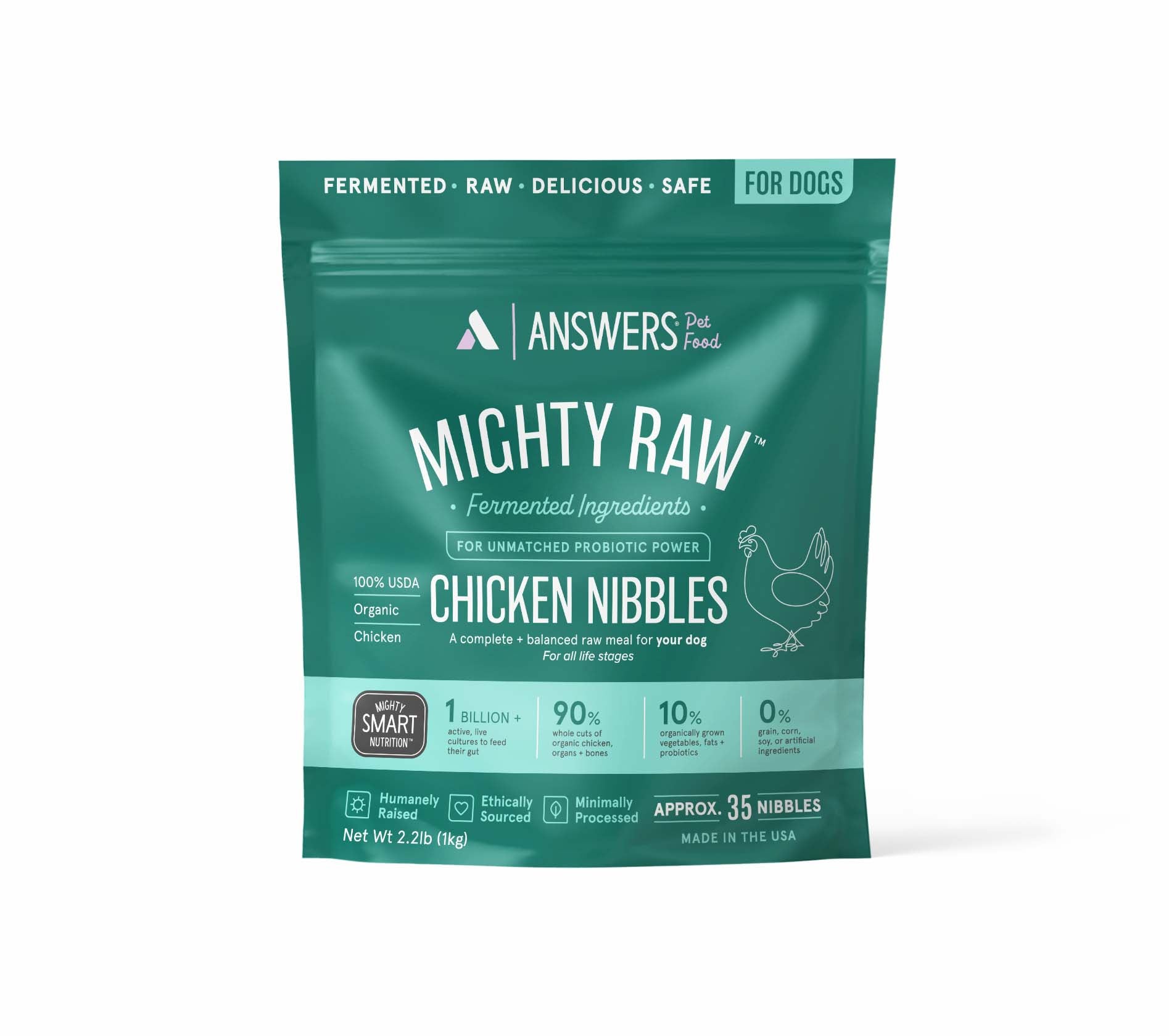 Answers Pet Food Mighty Raw Fermented Chicken Patties for Dogs