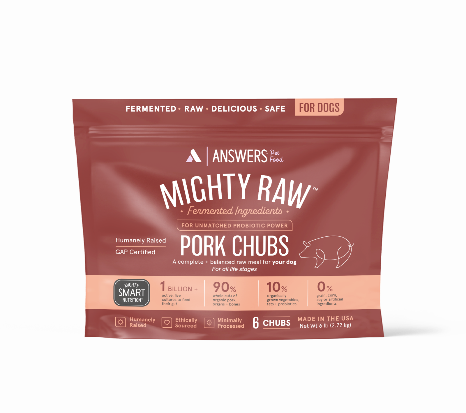 Answers Pet Food Mighty Raw Fermented Pork Patties for Dogs