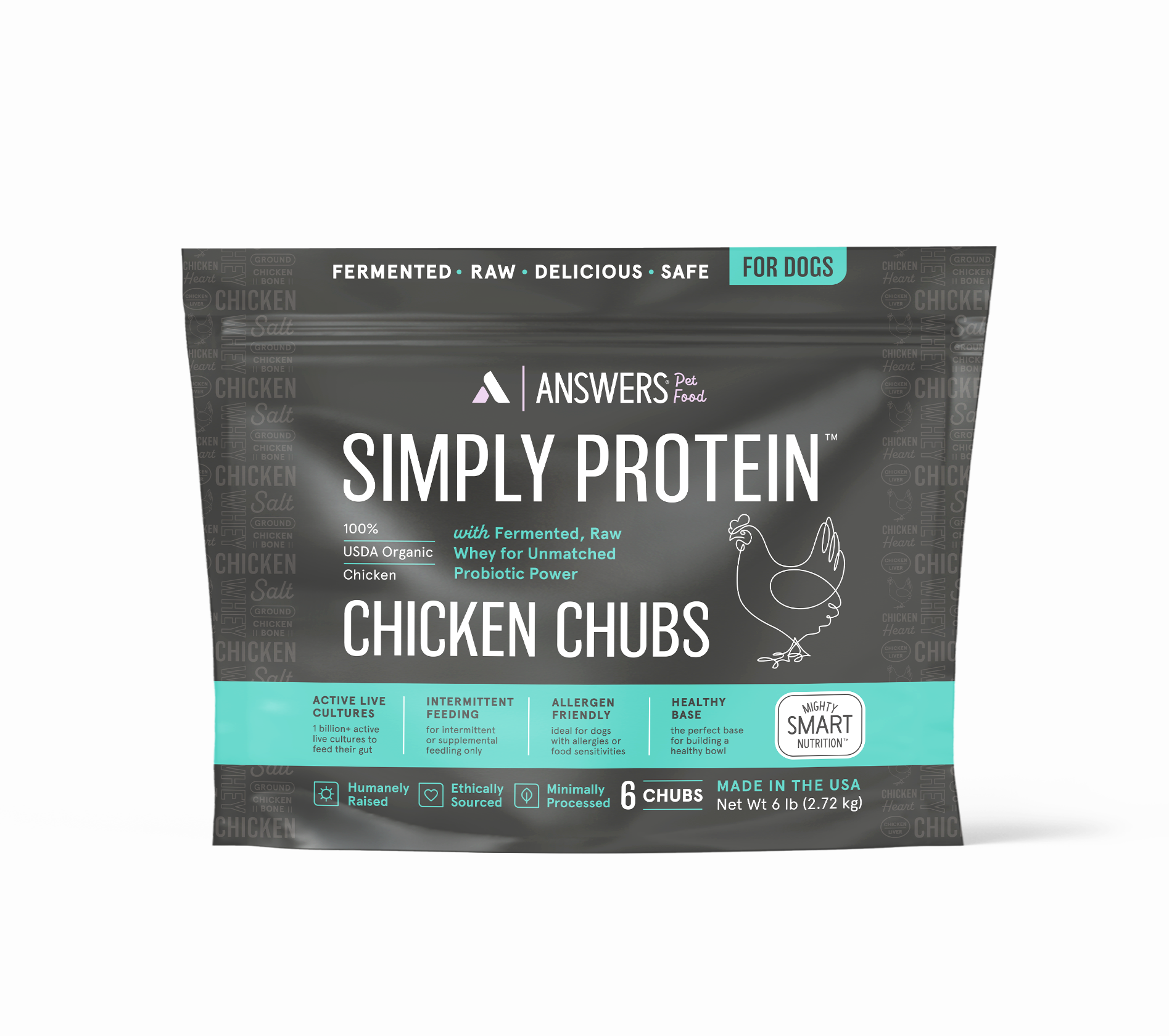 Answers Pet Food Simply Protein Fermented Organic Chicken for Dogs