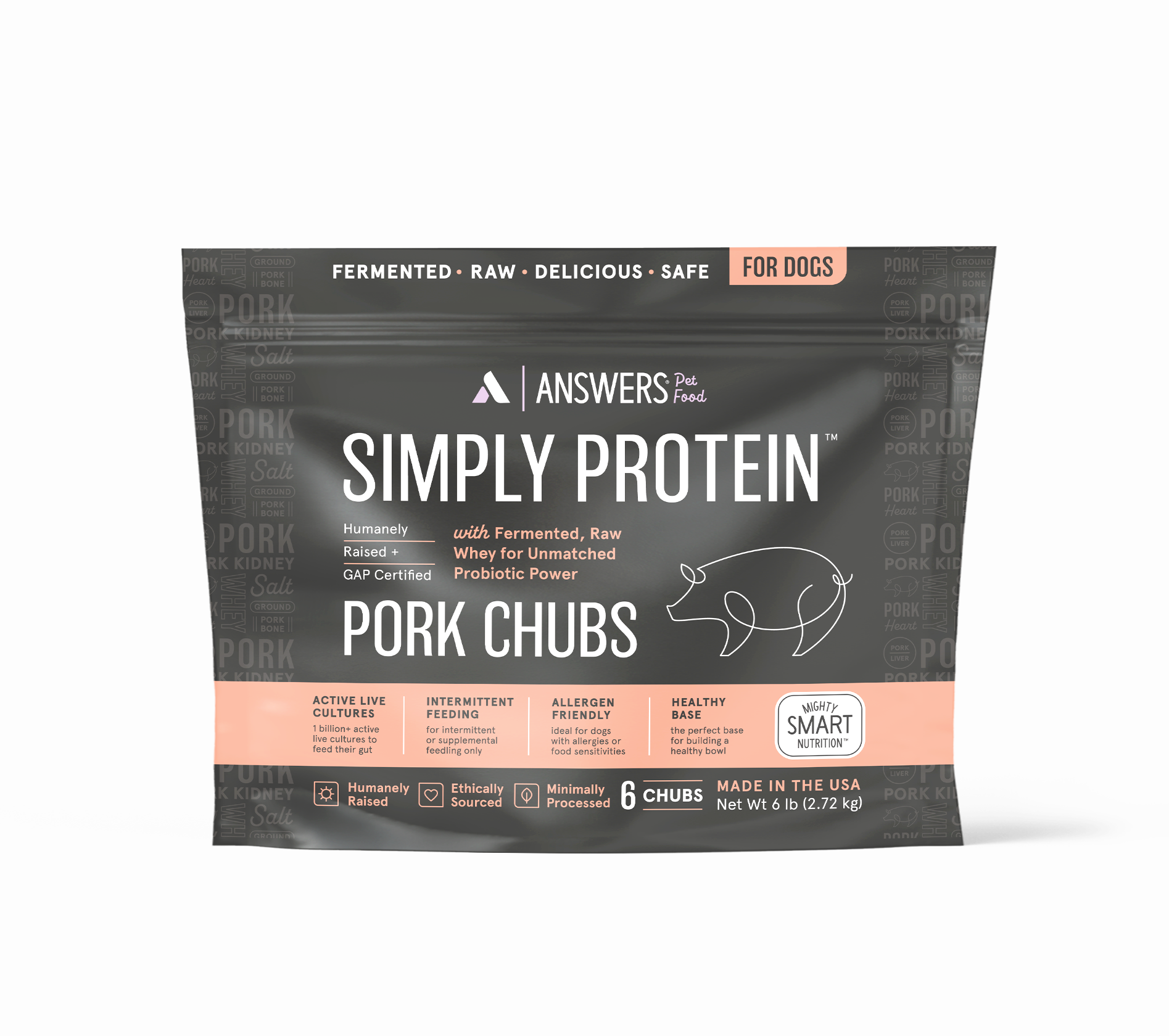 Answers Pet Food Simply Protein Fermented Organic Pork for Dogs